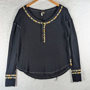 We The Free Black Long Sleeve with Yellow and Purple Trim